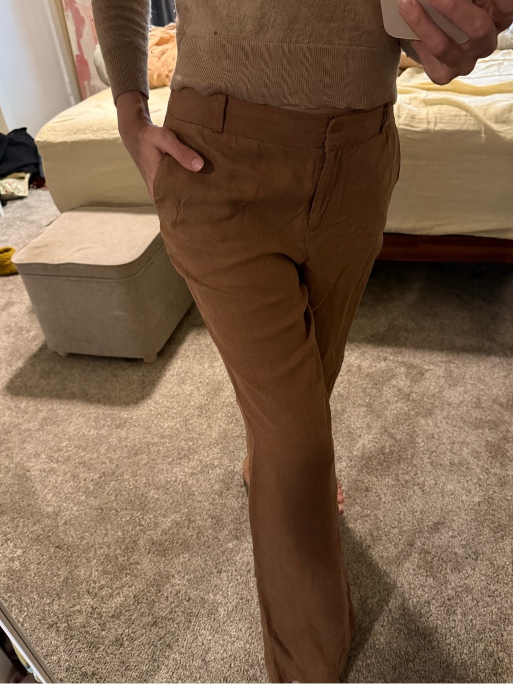 Talbots 100% Linen pants in Camel